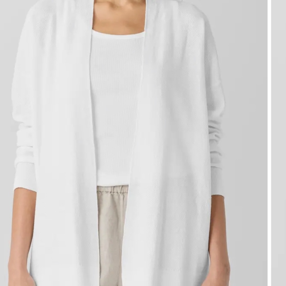 NWT  Eileen Fisher Organic Linen Blend Open Front Cardigan - Picture 2 of 12